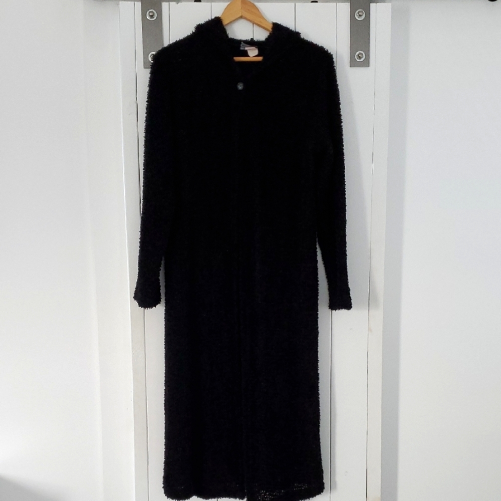Elegant Black Long Hooded Sweater